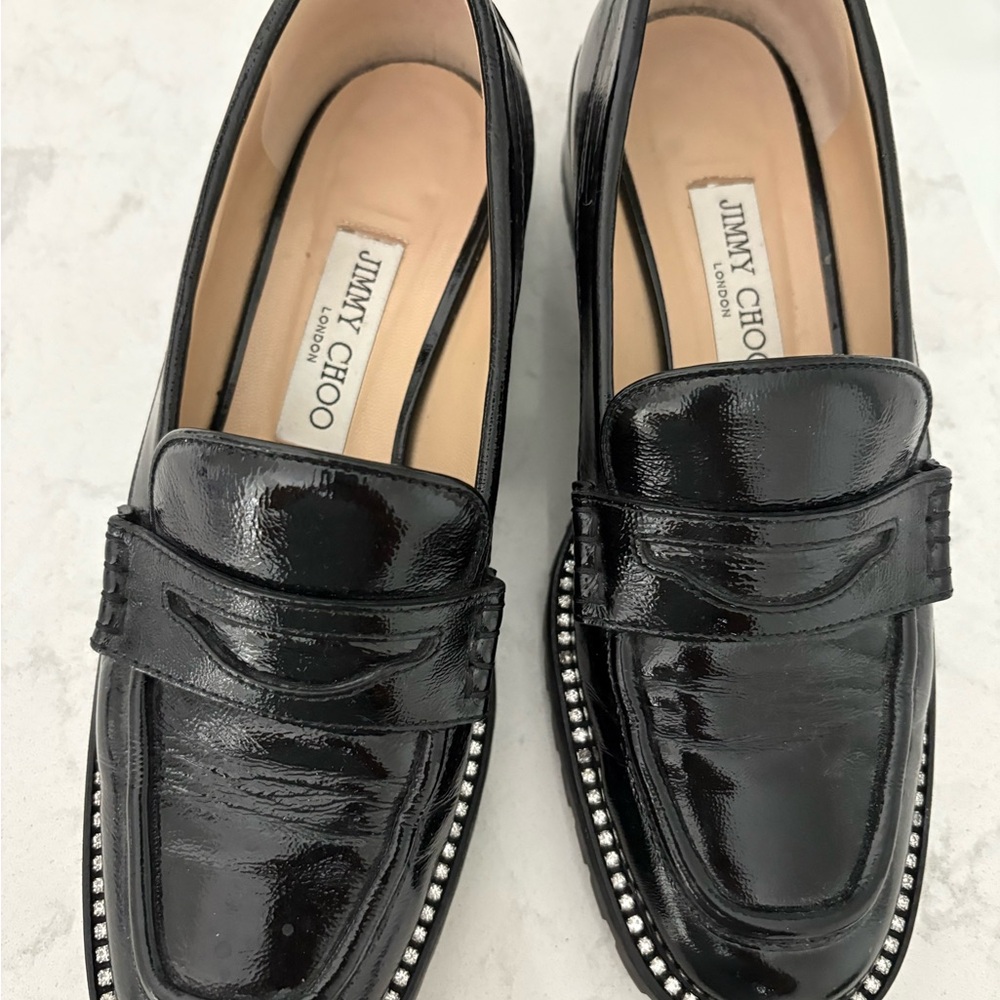 Jimmy Choo Black Patent Leather Loafers